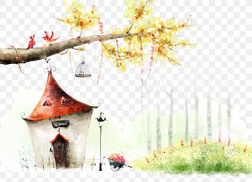 Fairy Tale House High-definition Television Wallpaper, PNG, 3425x2480px, Fairy, Blossom, Branch, Building, Fairy Tale Download Free