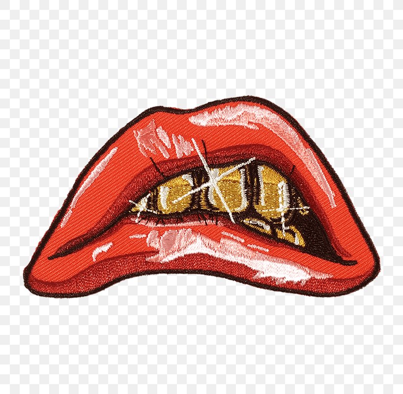 Tooth Mouth Iron-on Lip Embroidered Patch, PNG, 800x800px, Tooth, Cap, Cushion, Embroidered Patch, Gold Download Free