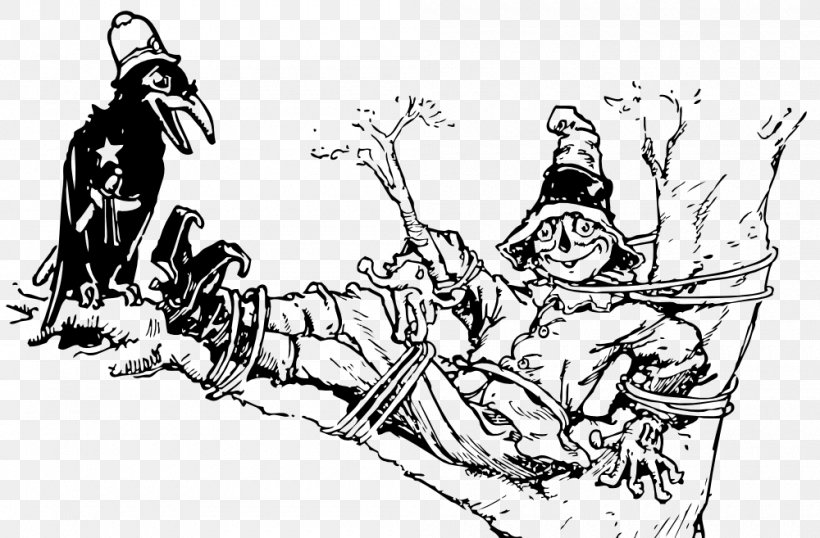 Scarecrow Crows Clip Art, PNG, 1000x657px, Scarecrow, Art, Artwork, Black And White, Cartoon Download Free