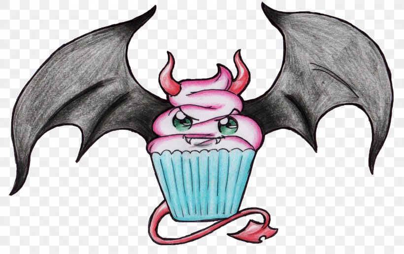 Cupcake Drawing Evil Kavaii, PNG, 2566x1619px, Watercolor, Cartoon, Flower, Frame, Heart Download Free