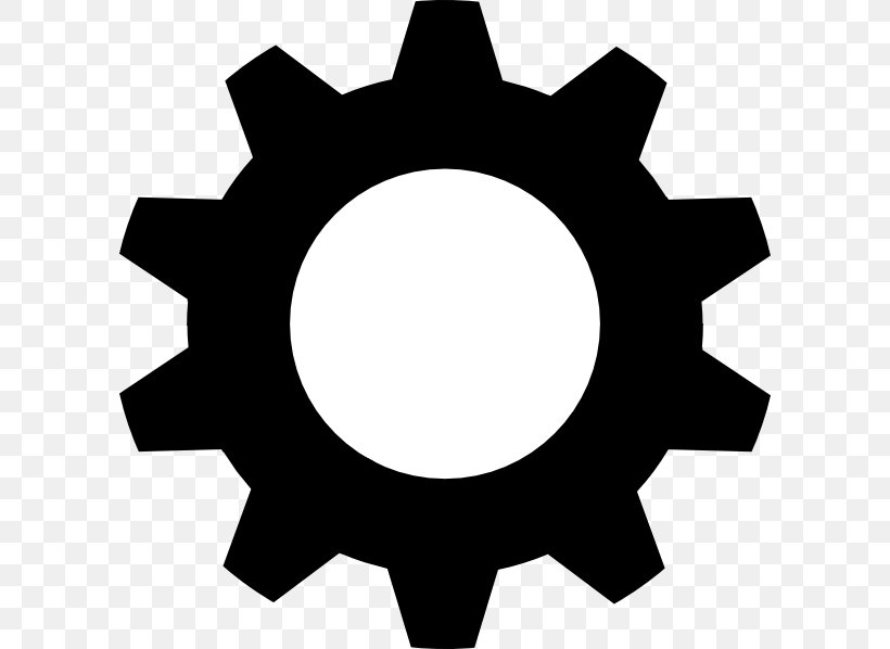 Black Gear Clip Art, PNG, 600x598px, Gear, Bicycle Gearing, Black And White, Black Gear, Computer Download Free