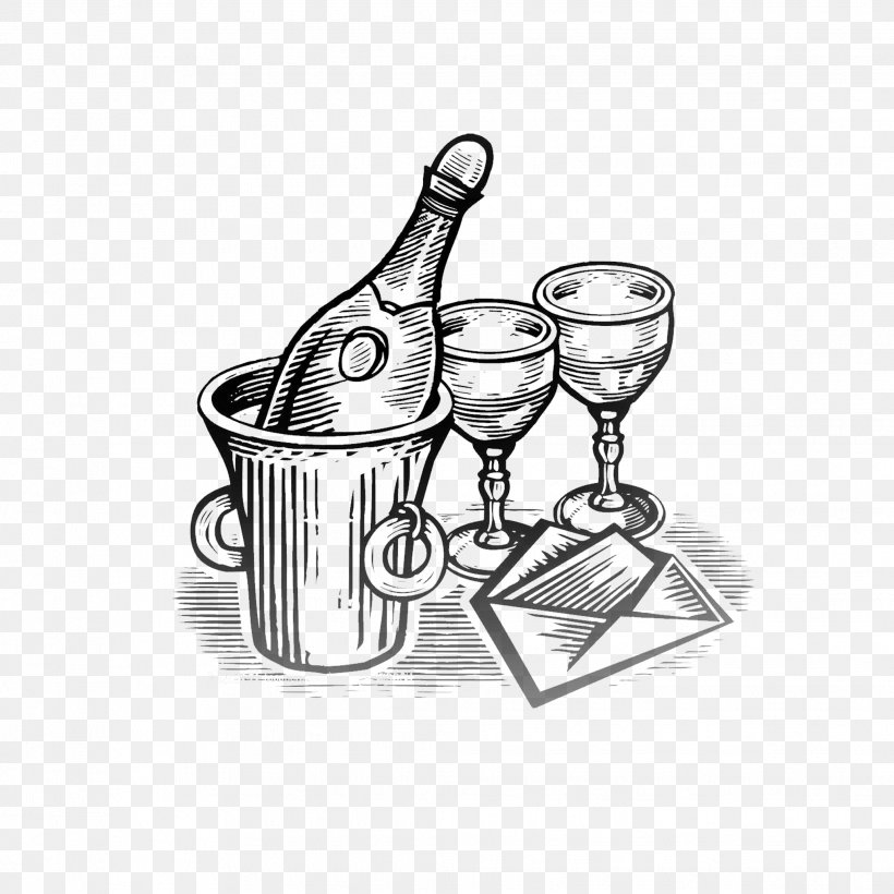 Champagne Bottle Alcoholic Drink Illustration, PNG, 2067x2067px, Champagne, Alcoholic Drink, Art, Artwork, Black And White Download Free
