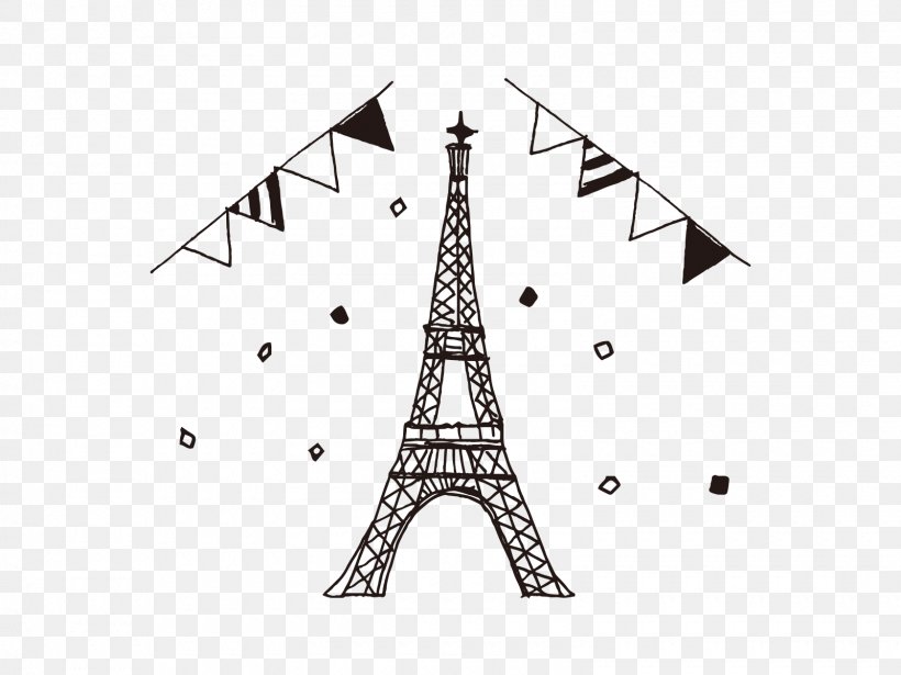 Eiffel Tower Illustration Graphics Image Text, PNG, 1600x1200px, Eiffel Tower, Art, Black And White, Brand, Diagram Download Free