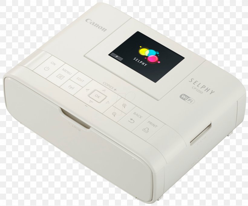 Canon SELPHY CP1200 Compact Photo Printer, PNG, 2512x2088px, Canon Selphy Cp1200, Airprint, Canon, Compact Photo Printer, Dyesublimation Printer Download Free