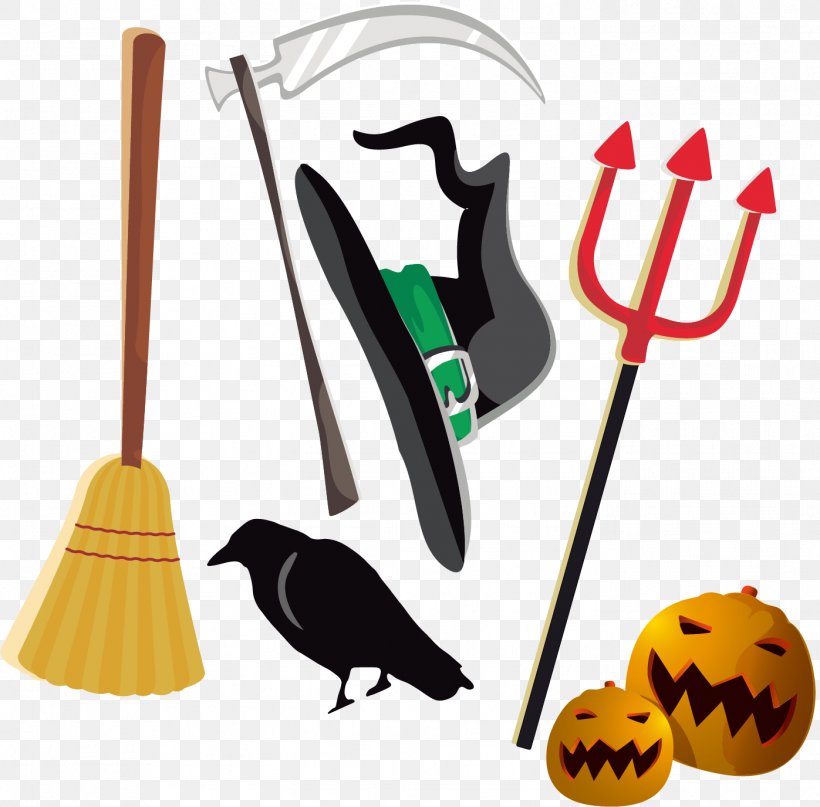 Halloween Trident Image Design, PNG, 1397x1376px, Halloween, Broom, Drawing, Household Cleaning Supply, Pin Download Free