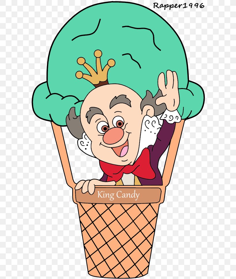 King Candy Ice Cream Food Character Clip Art, PNG, 615x969px, King Candy, Antagonist, Area, Artwork, Cartoon Download Free