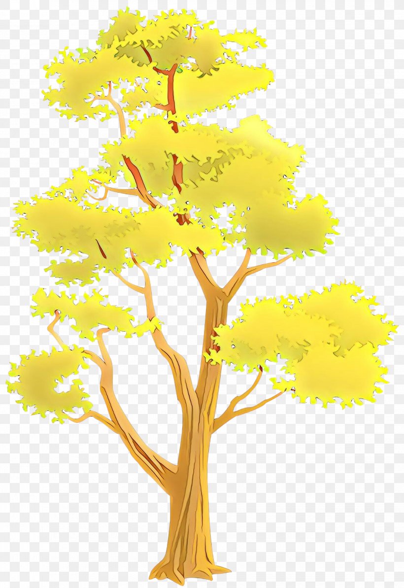 Tree Yellow Plant Woody Plant Leaf, PNG, 2062x3000px, Cartoon, Branch, Flower, Leaf, Plant Download Free