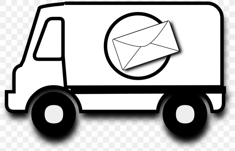 Van Car Mail Truck Clip Art, PNG, 999x646px, Van, Area, Automotive Design, Black And White, Brand Download Free