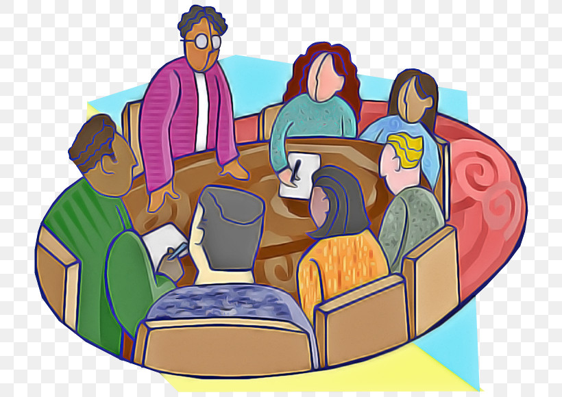 Cartoon Furniture Sharing Table Sitting, PNG, 735x580px, Cartoon, Conversation, Couch, Furniture, Sharing Download Free