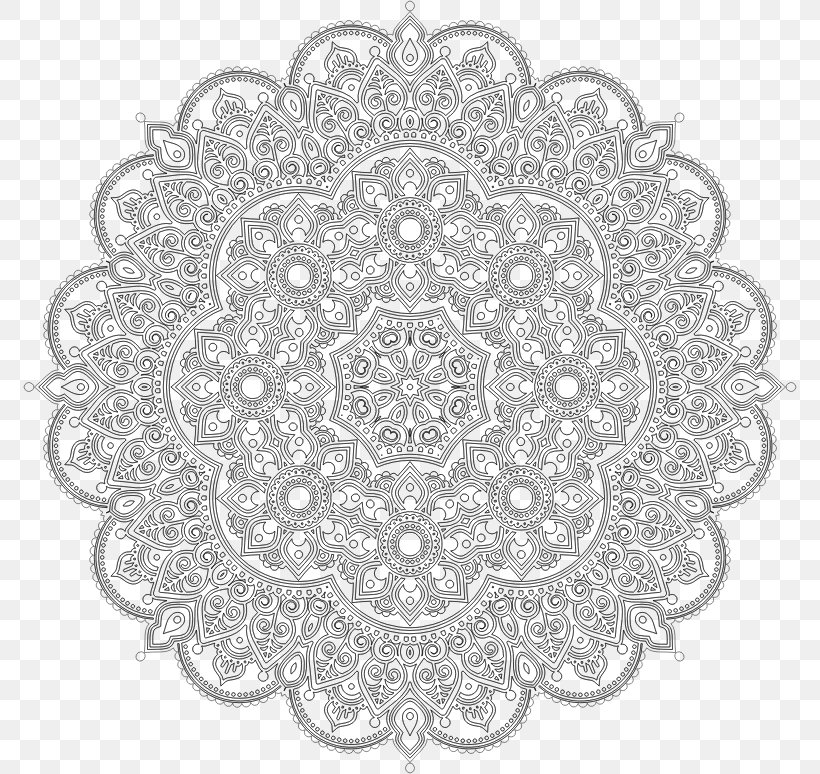 Coloring Book Mandala Doodle Adult, PNG, 774x774px, Coloring Book, Adult, Area, Black And White, Book Download Free