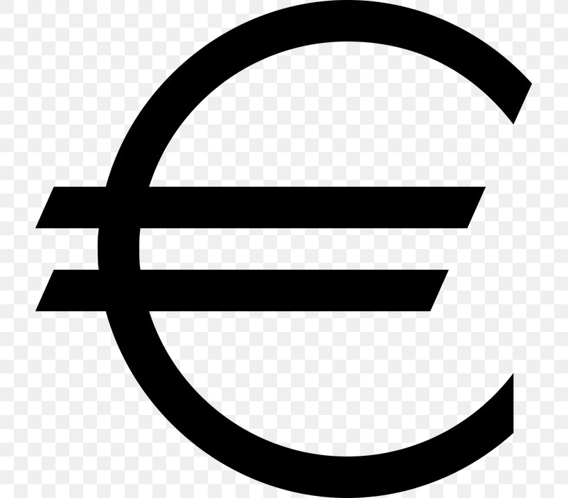 Euro Sign Currency Symbol Dollar Sign, PNG, 717x720px, 1 Euro Coin, 100 Euro Note, Euro Sign, Area, Black And White Download Free