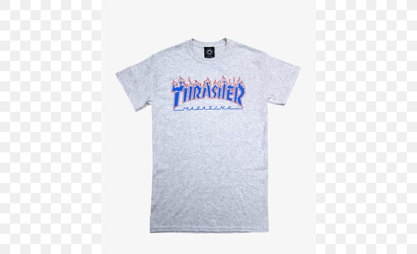 T-shirt Thrasher Blue Flame Sleeve, PNG, 500x500px, Tshirt, Active Shirt, Backpack, Black, Blue Download Free