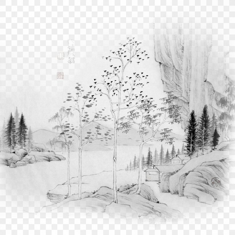 Ink Wash Painting Shulin District Chinese Painting, PNG, 1024x1022px, Ink Wash Painting, Art, Artwork, Black And White, Branch Download Free