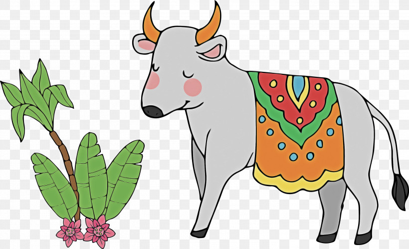 Pongal, PNG, 2999x1826px, Pongal, Cartoon, Dairy, Dairy Cattle, Family Download Free