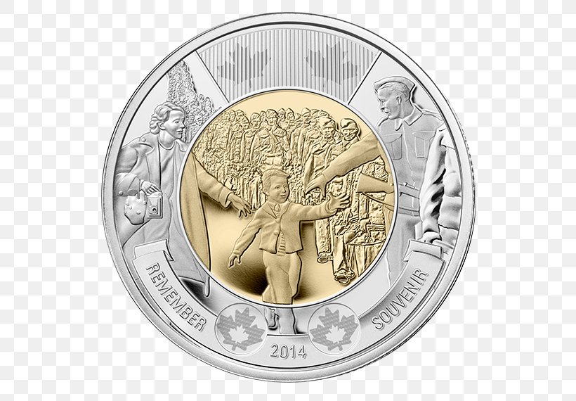 Wait For Me, Daddy Canada Second World War Coin Toonie, PNG, 570x570px, Canada, Australian Twodollar Coin, Cash, Coin, Commemorative Coin Download Free