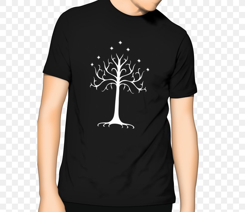 T-shirt Clothing Top White Tree Of Gondor, PNG, 570x708px, Tshirt, Black, Brand, Clothing, Clothing Accessories Download Free