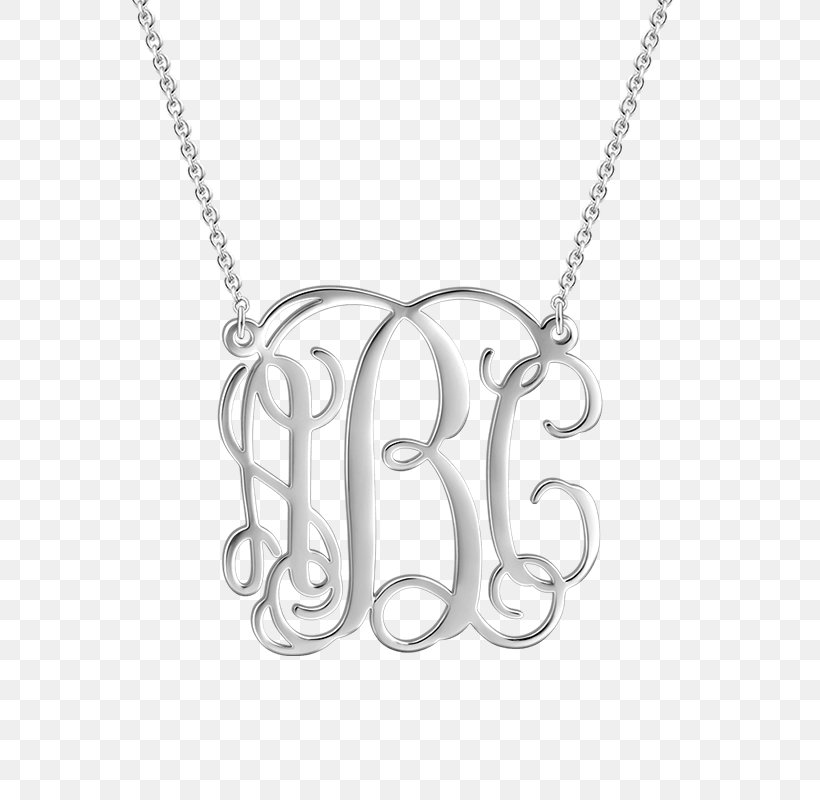 Monogram Jewellery Sterling Silver Necklace, PNG, 800x800px, Monogram, Black And White, Body Jewelry, Bracelet, Chain Download Free
