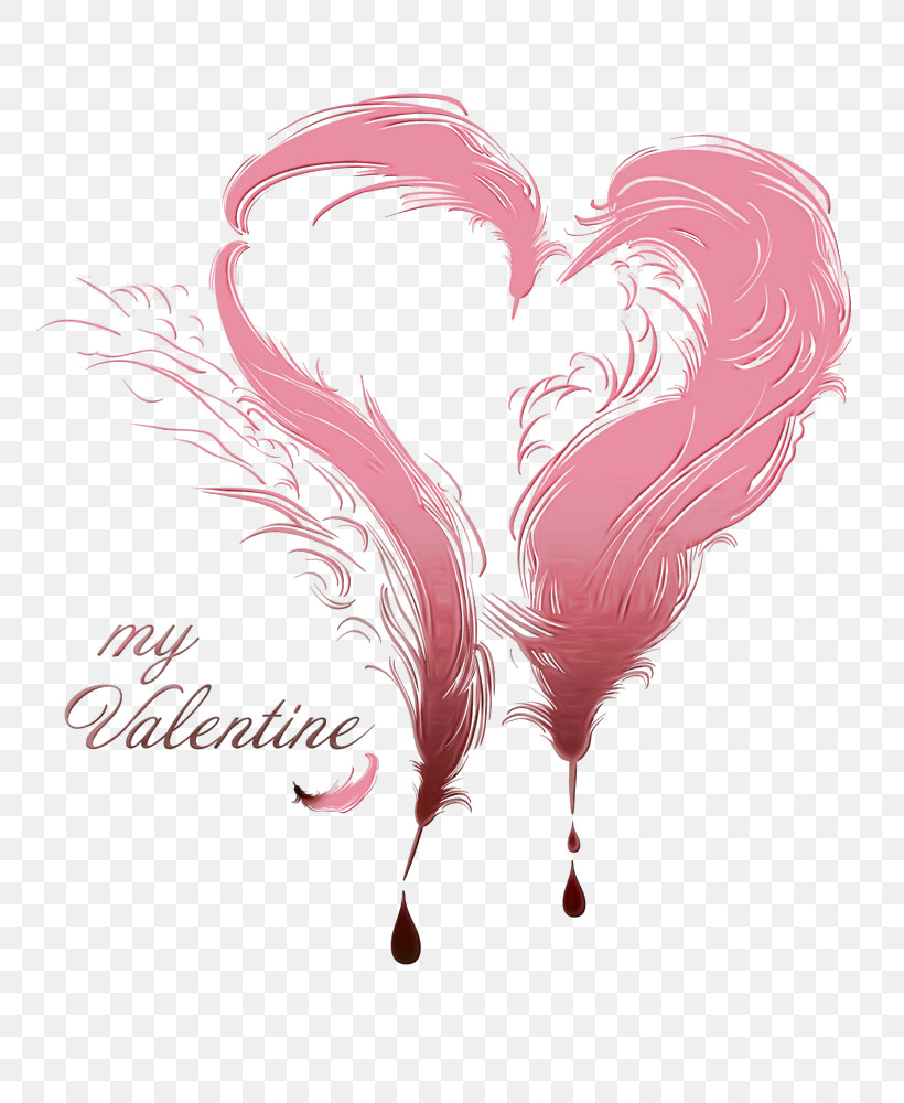 Feather, PNG, 813x1000px, Watercolor, Feather, Heart, Love, Magenta Download Free