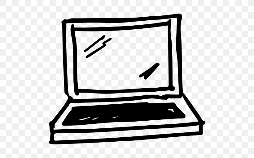 Laptop Drawing, PNG, 512x512px, Laptop, Area, Black And White, Button, Computer Monitors Download Free