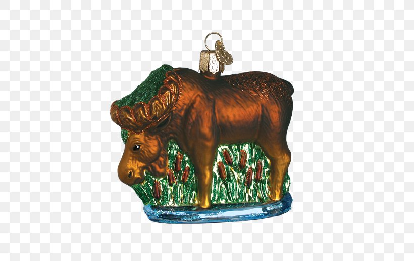 Old World Christmas Munching Moose Glass Blown Ornament Christmas Ornament Santa Claus Christmas Day, PNG, 516x516px, Moose, Cattle Like Mammal, Christmas Day, Christmas Decoration, Christmas Ornament Download Free