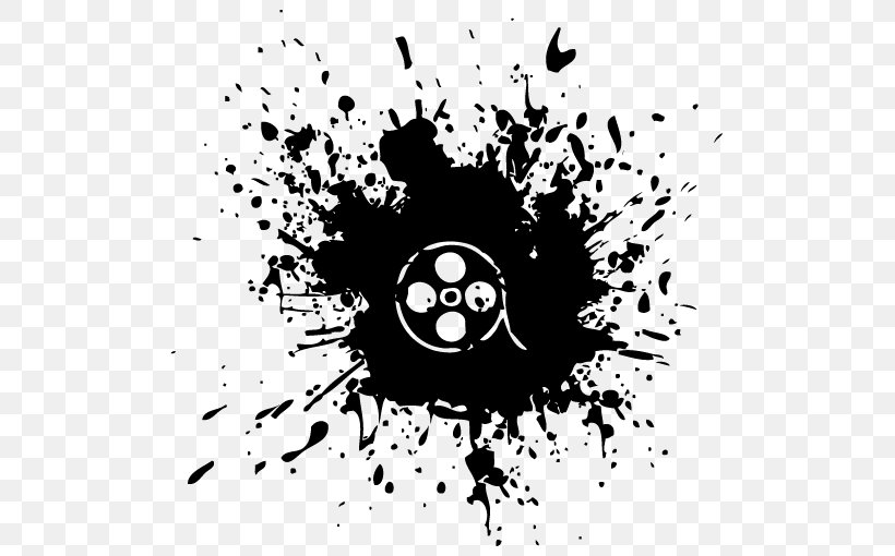 Painting Black And White Splatter Film Art, PNG, 523x510px, Watercolor, Cartoon, Flower, Frame, Heart Download Free