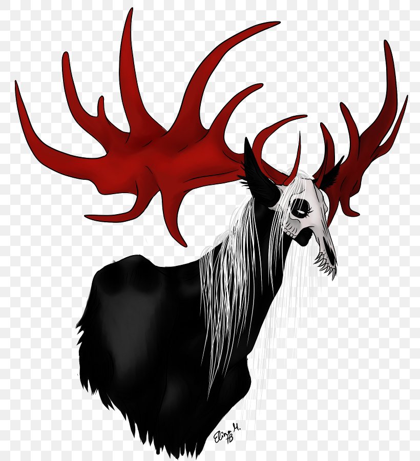 Reindeer Horse Illustration Mammal Demon, PNG, 800x900px, Reindeer, Antler, Deer, Demon, Drawing Download Free