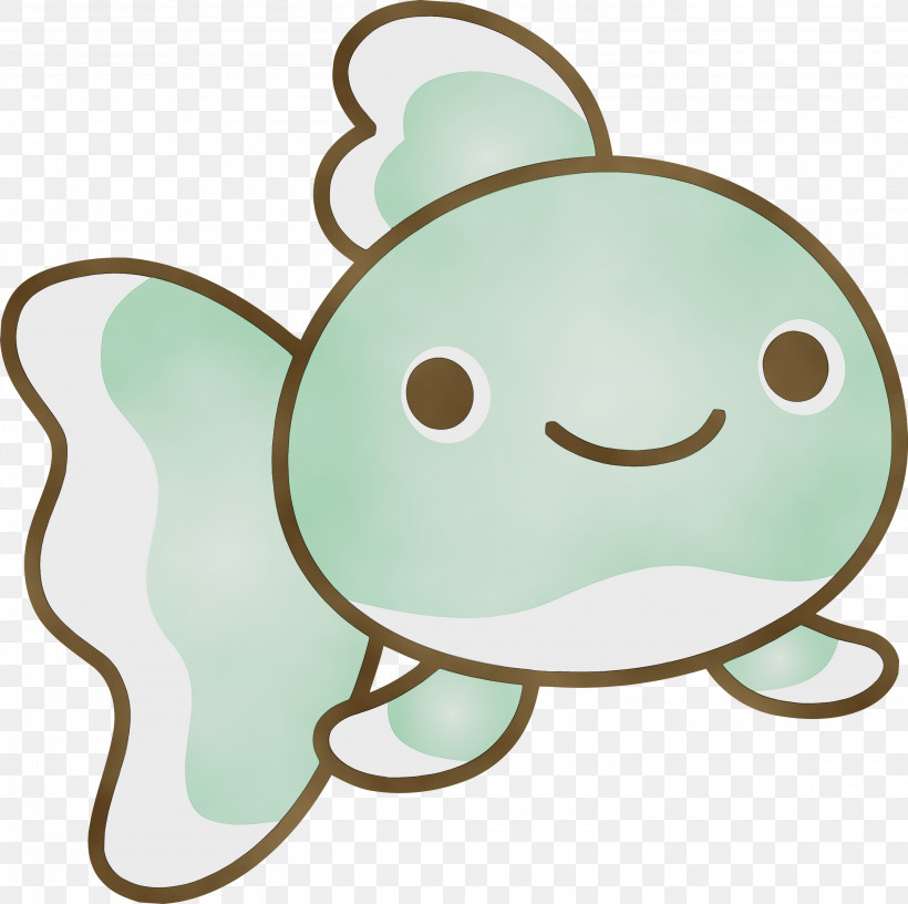 Cartoon Turquoise Aqua Smile, PNG, 3000x2986px, Baby Goldfish, Aqua, Cartoon, Goldfish, Paint Download Free