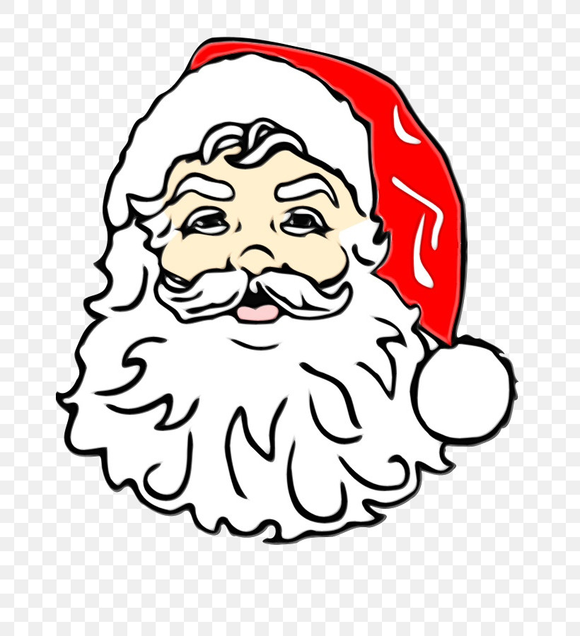 Santa Claus, PNG, 662x900px, Watercolor, Beard, Cartoon, Facial Expression, Facial Hair Download Free