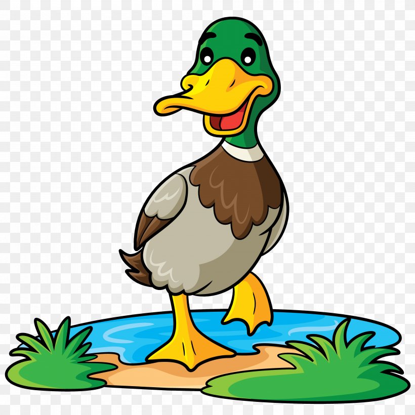 Duck Mallard Cartoon Clip Art, PNG, 4000x4000px, Duck, Animal Figure,  Artwork, Beak, Bird Download Free