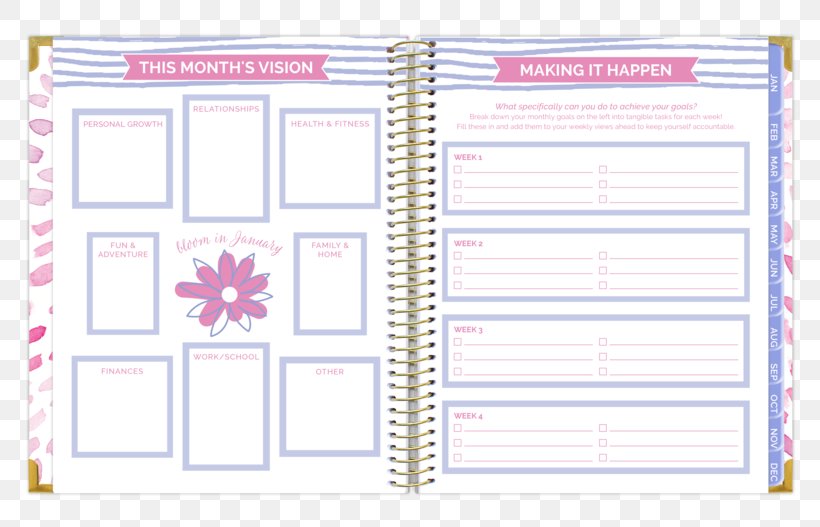 Paper Hardcover Bloom Daily Planners 0 Planning, PNG, 800x527px, 2017, 2018, Paper, Area, August Download Free