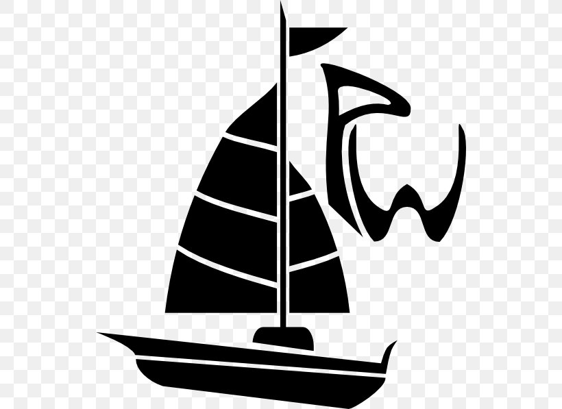 Sailboat Clip Art, PNG, 540x597px, Sailboat, Black And White, Boat, Drawing, Monochrome Download Free