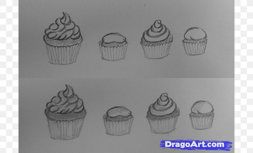 Cupcake Frosting & Icing Muffin Drawing Clip Art, PNG, 700x496px, Cupcake, Artwork, Black And White, Cup, Drawing Download Free