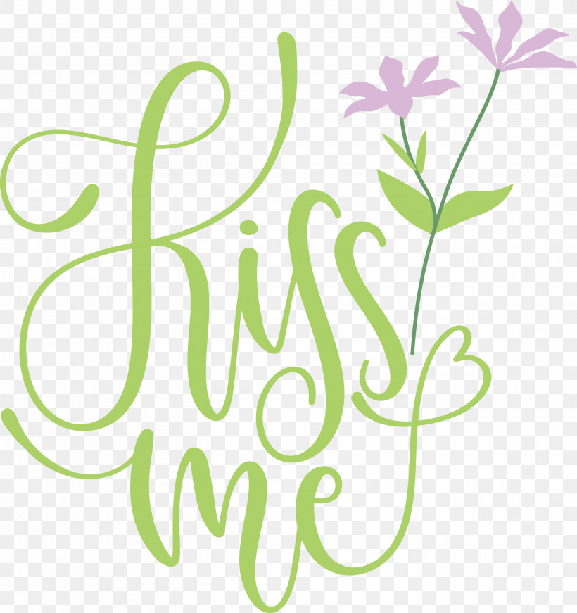 Kiss Me Valentines Day Valentine, PNG, 2822x3000px, Kiss Me, Floral Design, Green, Leaf, Logo Download Free