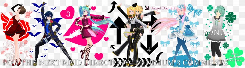 MikuMikuDance Vocaloid Megurine Luka Kaito Art, PNG, 4000x1125px, Watercolor, Cartoon, Flower, Frame, Heart Download Free