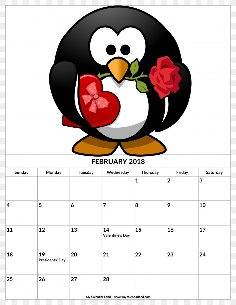 Penguin T-shirt Valentine's Day Gift Greeting & Note Cards, PNG, 2550x3300px, Penguin, Beak, Bird, Calendar, Flightless Bird Download Free