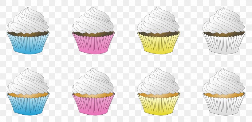 Cupcake Frosting & Icing Cream Bakery, PNG, 2400x1168px, Cupcake, Bakery, Baking, Baking Cup, Biscuits Download Free
