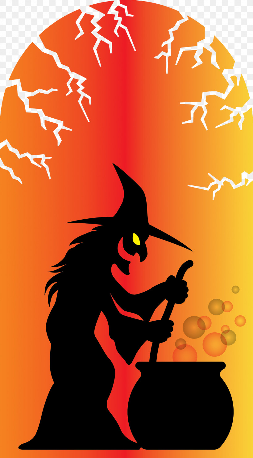 Happy Halloween, PNG, 1654x3000px, Happy Halloween, Cartoon, Orange, Potion, Witch Download Free