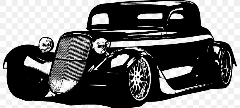 Vintage Car Automotive Design Hot Rod, PNG, 800x369px, Vintage Car, Automotive Design, Automotive Exterior, Black And White, Brand Download Free