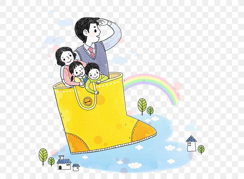 Cartoon Rainbow Yellow Illustration, PNG, 600x600px, Cartoon, Area, Art, Color, Designer Download Free