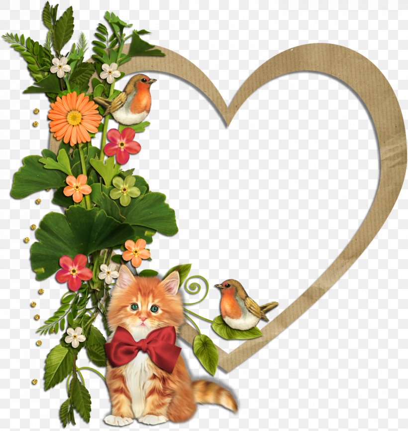 Cute Frame Frame, PNG, 1479x1561px, Bird, Bouquet, Cat, Cut Flowers, Cute Red Heart Download Free