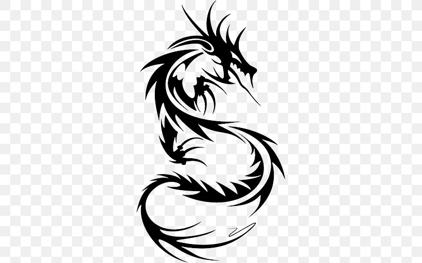 Chinese Dragon Tattoo Japanese Dragon Clip Art, PNG, 512x512px, Dragon, Artwork, Black, Black And White, Celtic Art Download Free