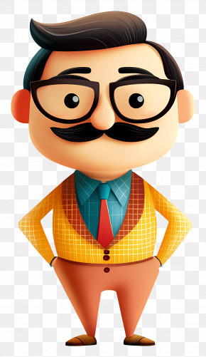 Cartoon Businessman - Cartoon Man With Glasses And Mustache PNG