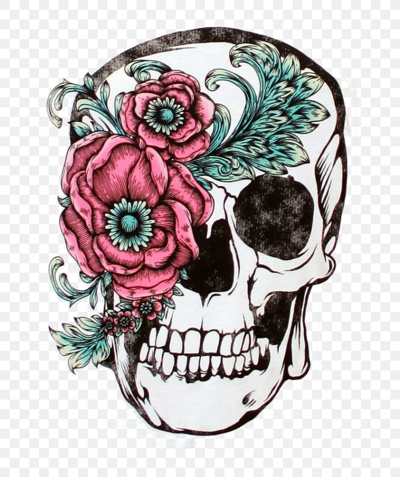 Skull Calavera Sleeve Tattoo Flower, PNG, 700x979px, Watercolor, Cartoon, Flower, Frame, Heart Download Free