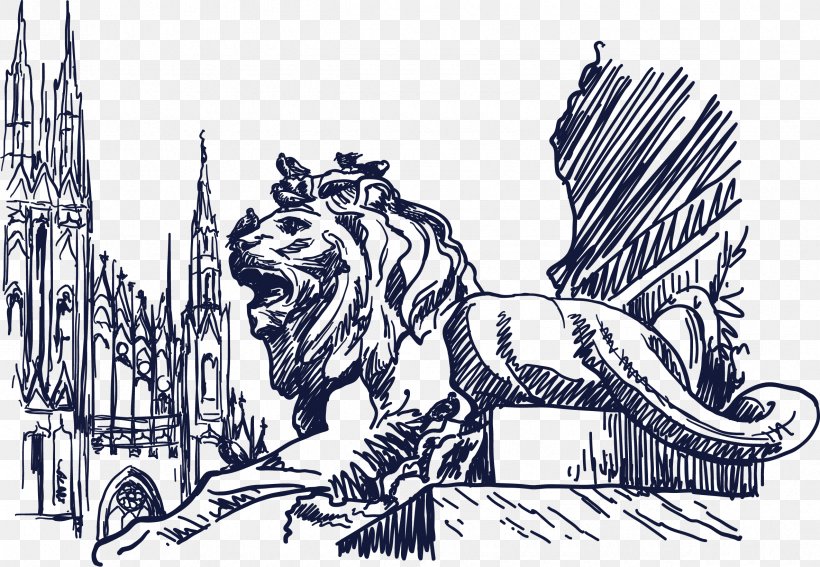 Milan Drawing Sketch, PNG, 2370x1639px, Milan, Architecture, Art, Big Cats, Black And White Download Free