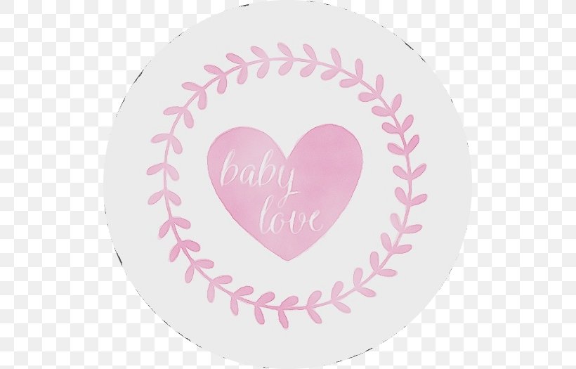 Pink Heart Plate Dishware Pattern, PNG, 525x525px, Watercolor, Dishware, Heart, Magenta, Paint Download Free