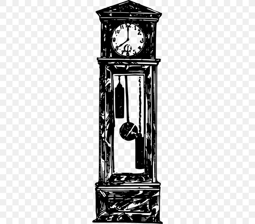 Floor & Grandfather Clocks Pendulum Clock Clip Art, PNG, 360x720px, Floor Grandfather Clocks, Black And White, Clock, Clock Face, Furniture Download Free