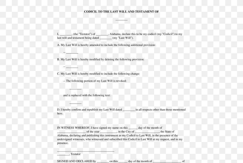 Document Codicil Will And Testament Form Law, PNG, 532x551px, Document, Area, Beneficiary, Complaint, Contract Download Free