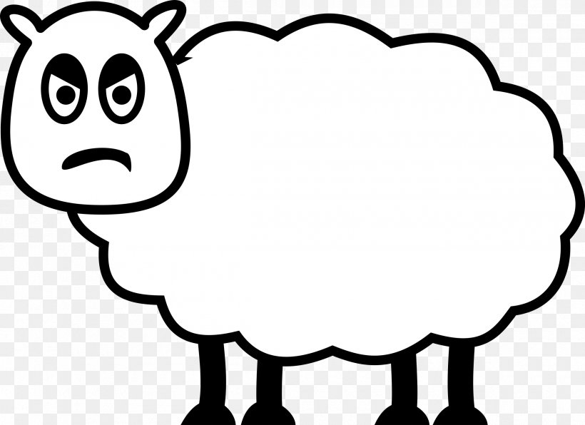 Sheep Clip Art, PNG, 2400x1747px, Sheep, Area, Black, Black And White, Cartoon Download Free