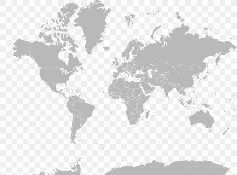 World Map Globe Mercator Projection, PNG, 1599x1182px, World, Black And ...