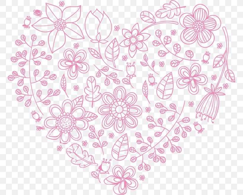 Heart Flower Valentine's Day Pink Clip Art, PNG, 768x658px, Watercolor, Cartoon, Flower, Frame, Heart Download Free